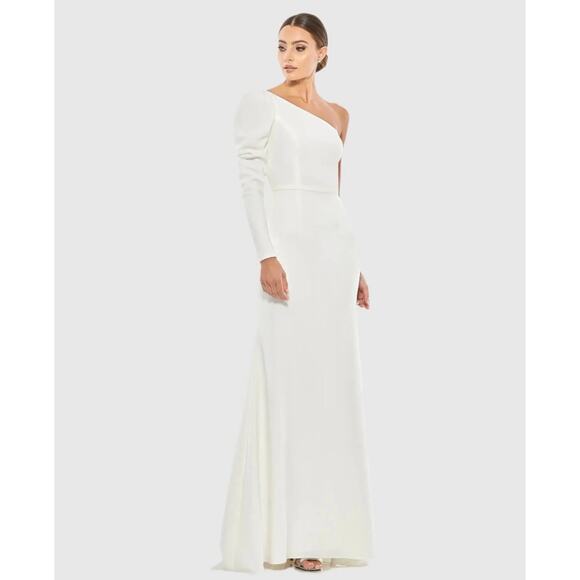 Mac Duggal 26592 Juliet Sleeve Asymmetric Neck Dress - Picture 1 of 3